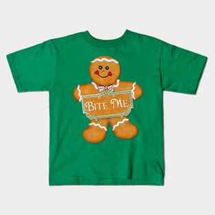 Bite Me Gingerbread Man Kids T-Shirt